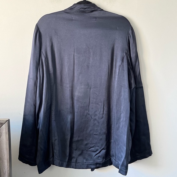 Raquel Allegra Silky Viscose-Rayon Jacket Blazer in Navy Blue Size 3 - Picture 11 of 15